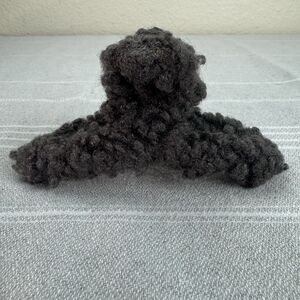 NWT Natural Life Fuzzy Furry Faux Fur Hair Claw Clip Brownish Gray 5”
